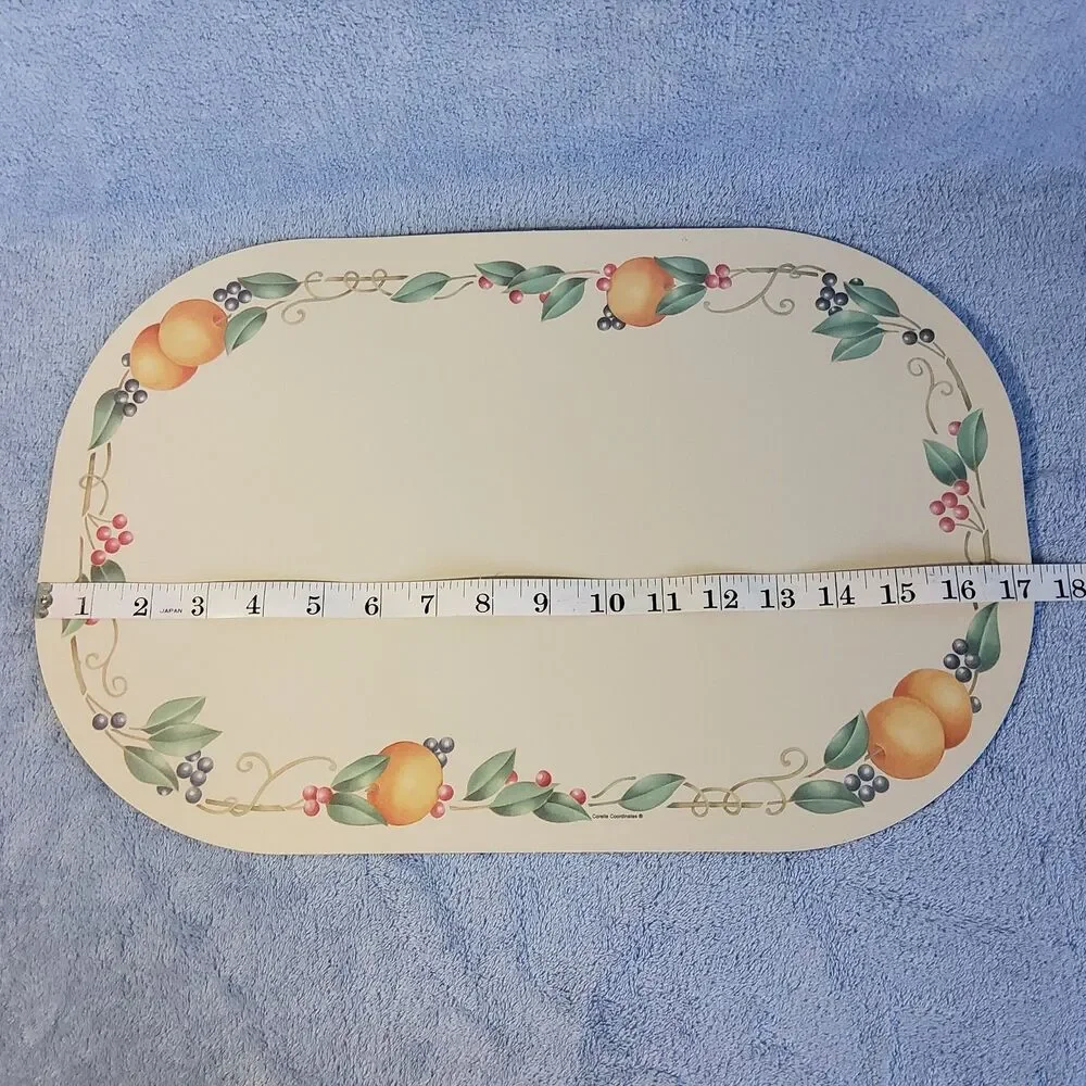 Corelle Coordinates Abundance Oval Placemat Reversible Peach Berries USA 17x11.5